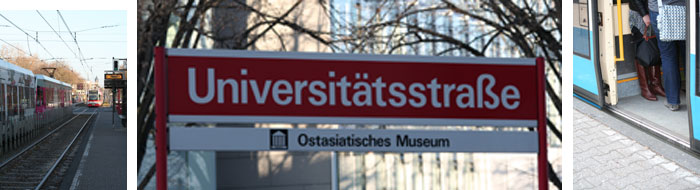 In unmittelbarer Nähe der Humanwissenschaftlichen Fakultät der Universität zu Köln befindet sich die S-Bahnstation Universitätsstraße. Dort halten die Linien 1 und 7. Die Bahnen sind für Rollstuhlfahrer problemlos zu erreichen und zu betreten.
