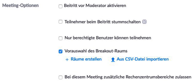 Zoom Einstellung Breakoutraum Vorauswahl treffen