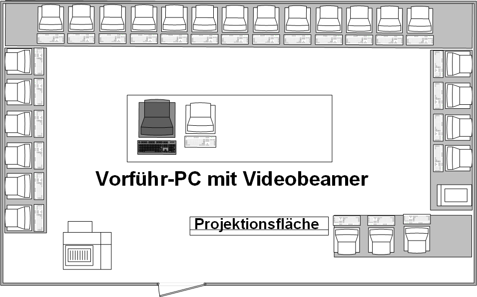 Schematische Ansicht des PC-Pools Frangenheimstraße